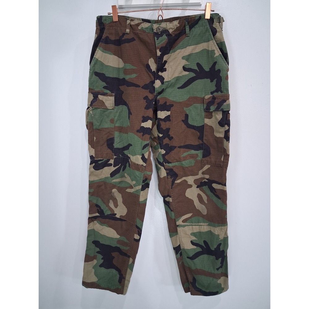 US Military Woodland Camo Ripstop Cargo Pants BDU Medium Regular 31x30 Vintage